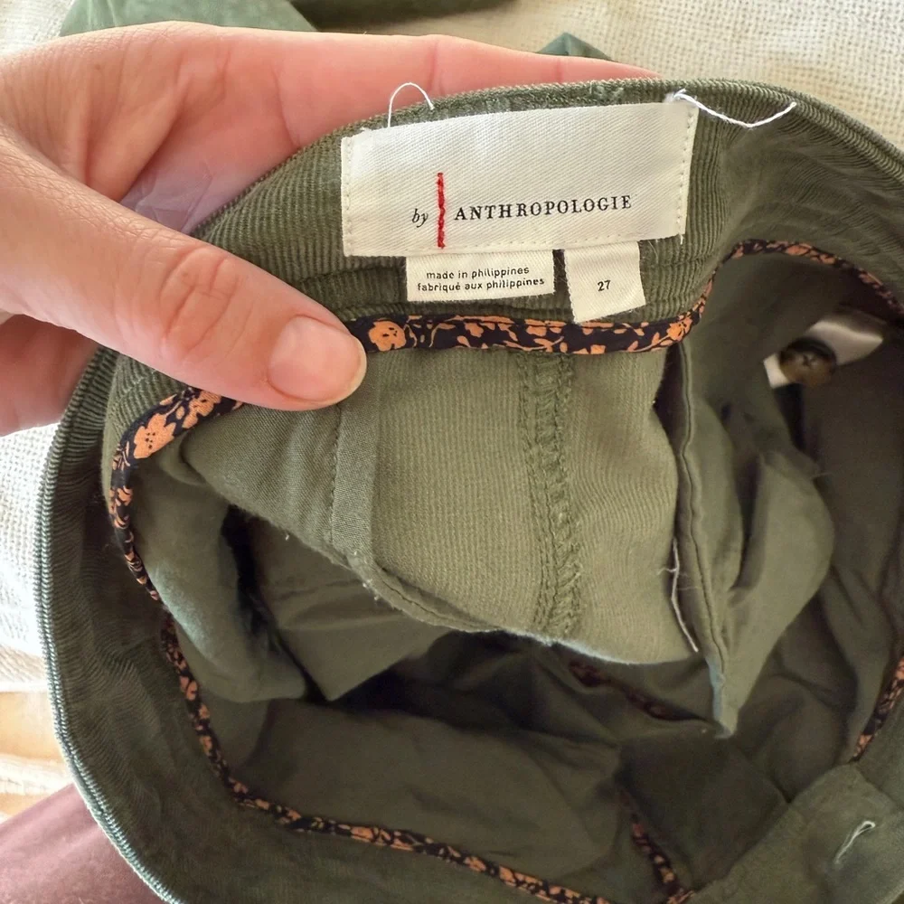 Anthropologie Olive Wide-Leg Corduroy  Pants - Picture 4 of 7